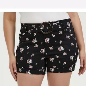 TORRID- Gorgeous Black & Floral shorts. Sateen soft finish Gorgeous!